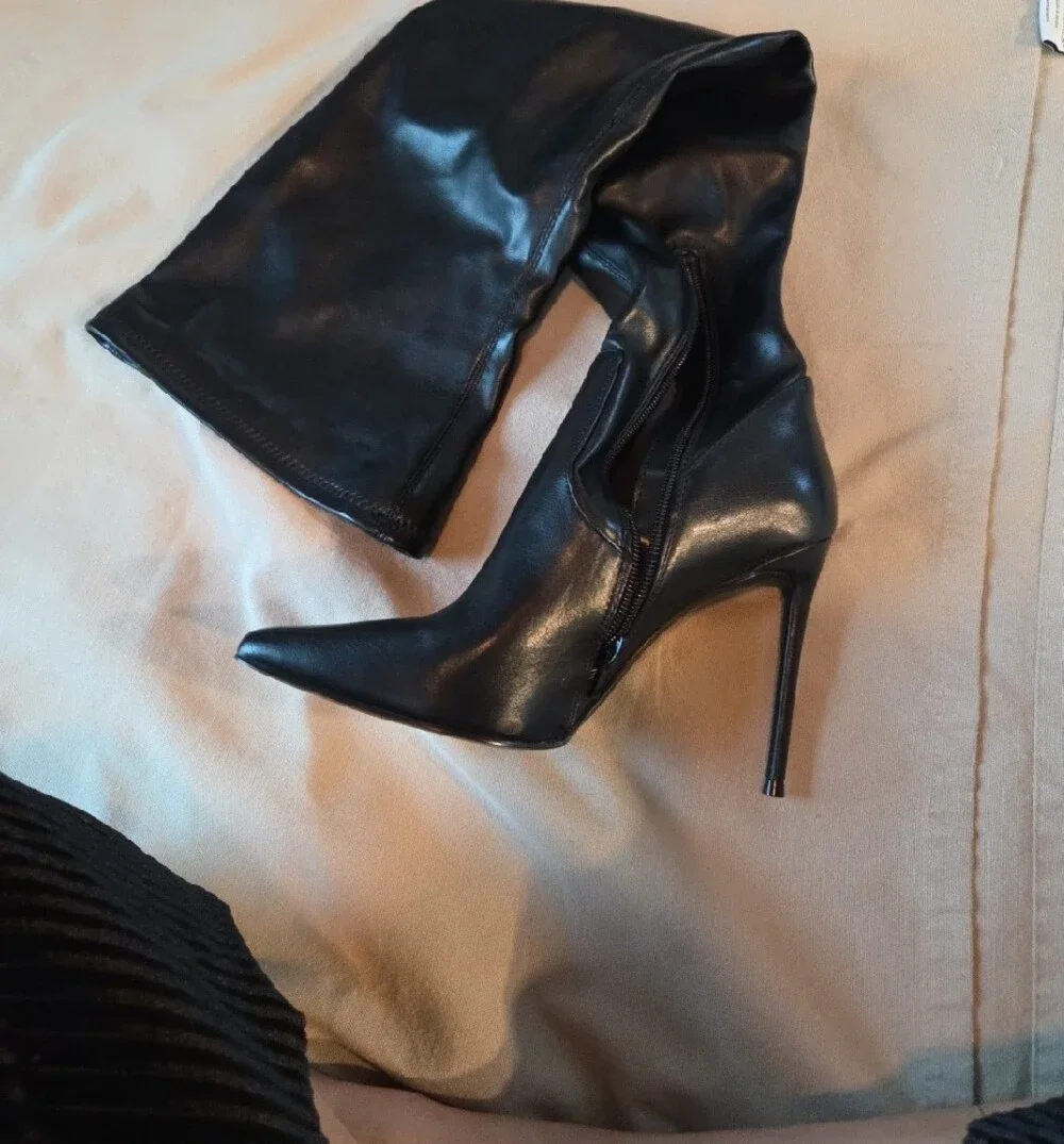 Steve Madden Vava Sleek Black Over-the-Knee Stiletto Boots